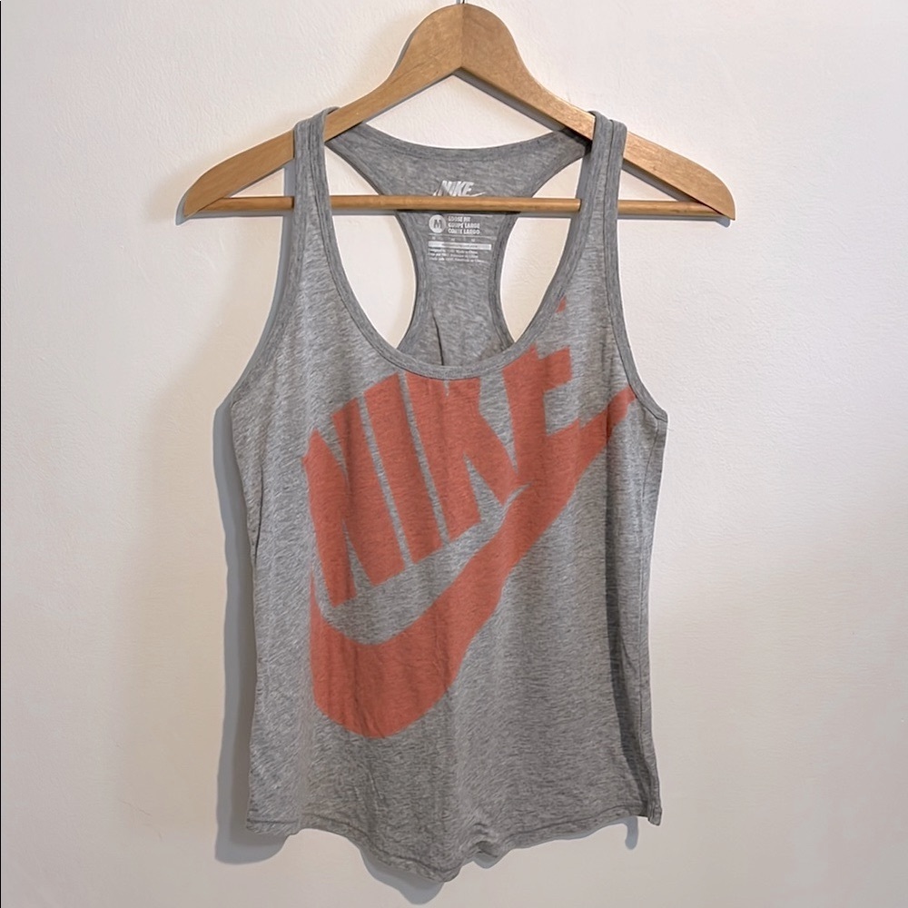 Nike Gray Tank Top with Pink Coral Nike Logo